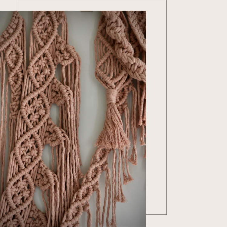 Edith Extra Large Macrame Wall Hanging in Vintage Peach Pink Colour