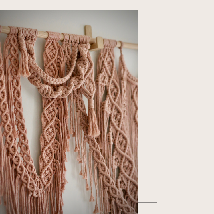 Edith Extra Large Macrame Wall Hanging in Vintage Peach Pink Colour