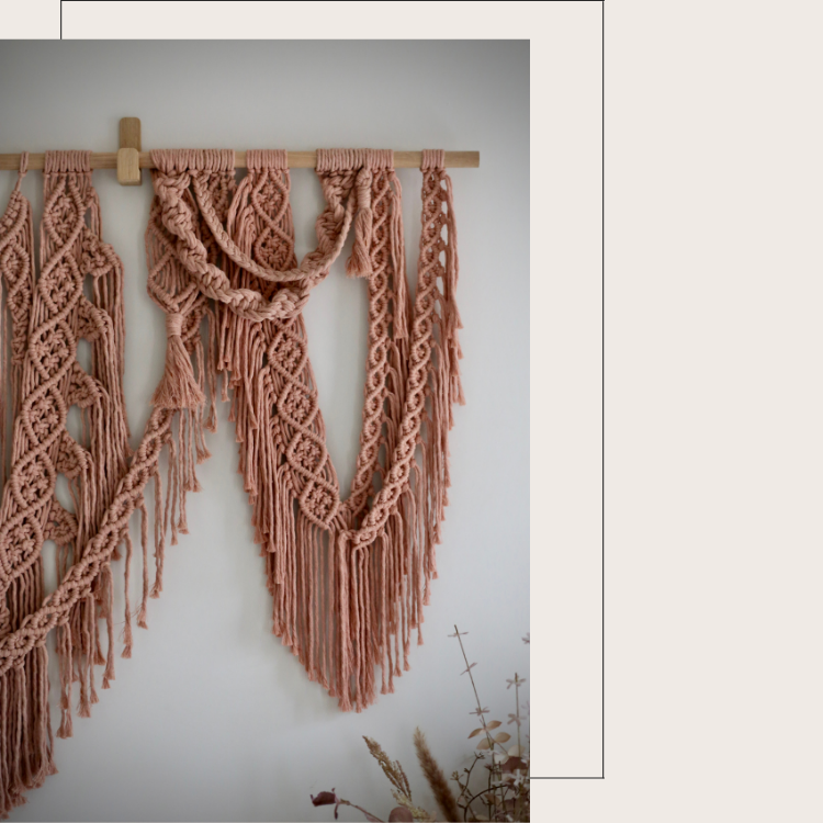 Edith Extra Large Macrame Wall Hanging in Vintage Peach Pink Colour