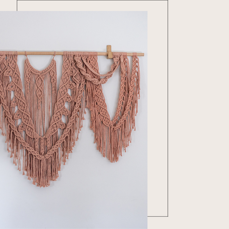 Edith Extra Large Macrame Wall Hanging in Vintage Peach Pink Colour