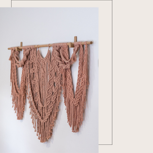 Edith Extra Large Macrame Wall Hanging in Vintage Peach Pink Colour