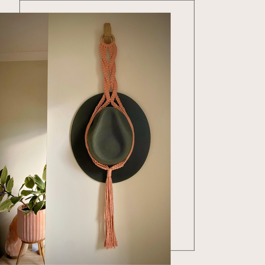 Peach Pink Macrame Hat Holder