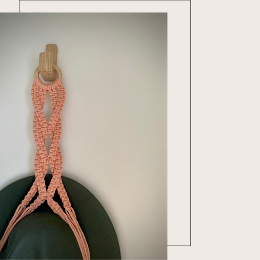 Peach Pink Macrame Hat Holder