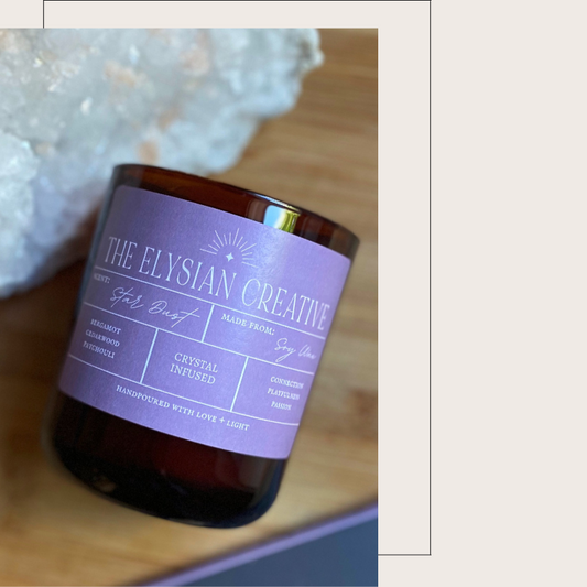 Star Dust Soy Wax Candle with Amethyst Clear Quartz and Opalite